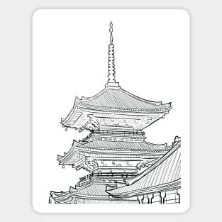 Black and White Japanese Landscape Sketch Magnet